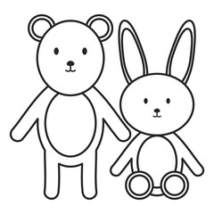 Poster - little bear teddy with bunny stuffed toys