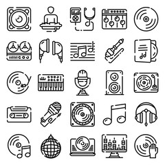 Wall Mural - Dj icons set. Outline set of dj vector icons for web design isolated on white background