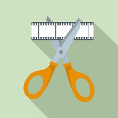 Sticker - scissors cut film icon. flat illustration of scissors cut film vector icon for web design