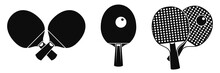 Table Tennis Equipment Icons Set. Simple Set Of Table Tennis Equipment Vector Icons For Web Design On White Background