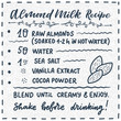 © Artlana - Illustration with homemade almond milk recipe. Organic food design template. Vegetarian nutrition. Vector