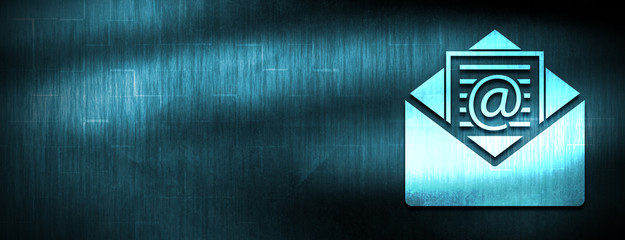 Newsletter email icon abstract blue banner background