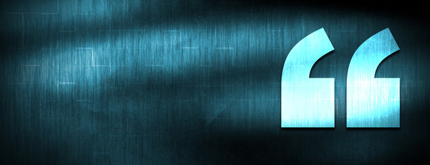 Quote icon abstract blue banner background