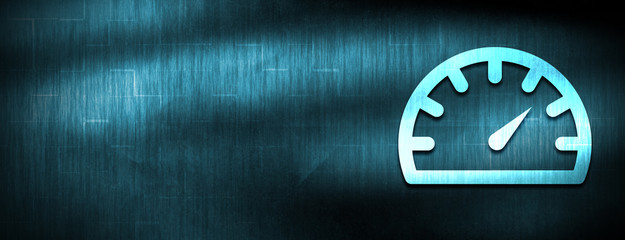 Speedometer gauge icon abstract blue banner background