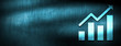 Statistics icon abstract blue banner background