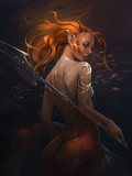 illustration of a mermaid with a sword