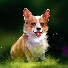 Illustration Of Red Dog On The Grass