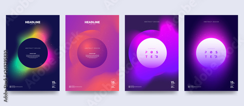 Cuadros en Lienzo Vector colorful neon poster set