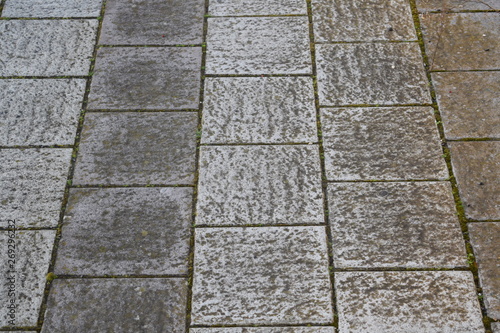 Outdoor Stone Block Tile Floor Background And Texture Pattern