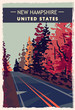 New Hampshire retro poster. USA New-Hampshire travel illustration.