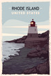 © Nikita - Rhode Island retro poster. USA Rhode Island travel illustration.