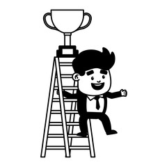 Sticker - businessman climb ladder trophy