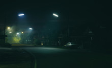 Street Night Scene And Smoke Background