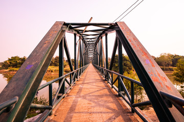 Sticker - Iron bridge over the river in Sukhothai province