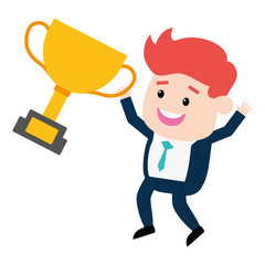 Sticker - businessman with trophy