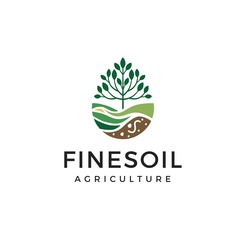 Wall Mural - Tree with soil farming agriculture logo design inspiration