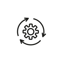 Agile Process Line Icon. Gear, Arrow, Circle, Cycle. Agile Development Concept. Vector Illustration Can Be Used For Topics Like Update, Technology, Engine