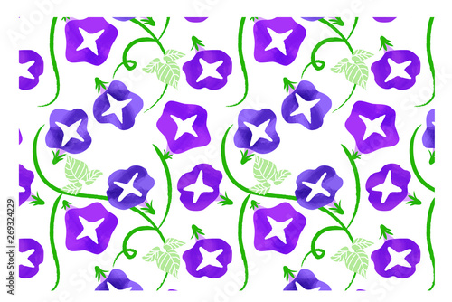 朝顔 パターン 背景 素材 和柄 Stock Vector Adobe Stock