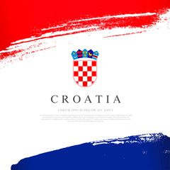 Wall Mural - Croatia flag. Vector illustration. Brush strokes. Independence Day.