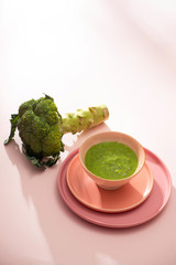 Homemade vegetable baby food. Broccoli puree for baby