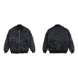 Blank plain bomber jacket isolated on white background. black bomber jacket. parachute jacket. front and back view. ready for your mock up design project.