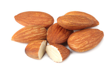 Wall Mural - almond isolated on white background. Nuts on white background.