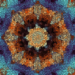 Aufkleber - Seamless background pattern. Crackled grunge vintage mandala Vector image.