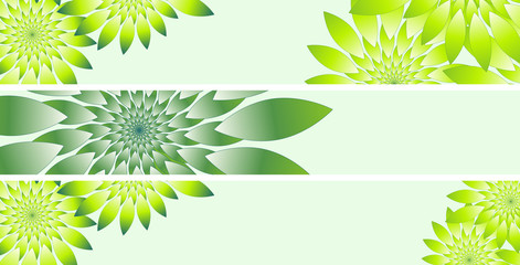 Wall Mural - banners set with fractal plants in green shades