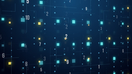 Leinwandbilder - Abstract technology floating code number digital grid motion background loop virtual reality concept