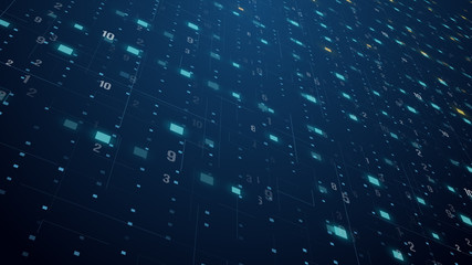 Leinwandbilder - Abstract technology floating code number digital grid motion background loop virtual reality concept