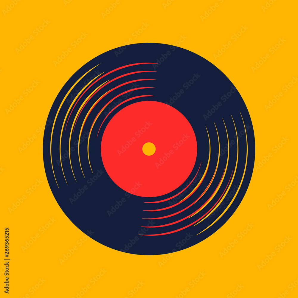 vinyl record music vector with vinyl record word - obrazy, fototapety, plakaty 