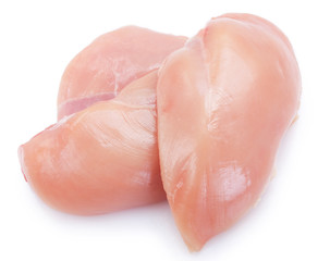 Poster - Raw chicken fillet on white background