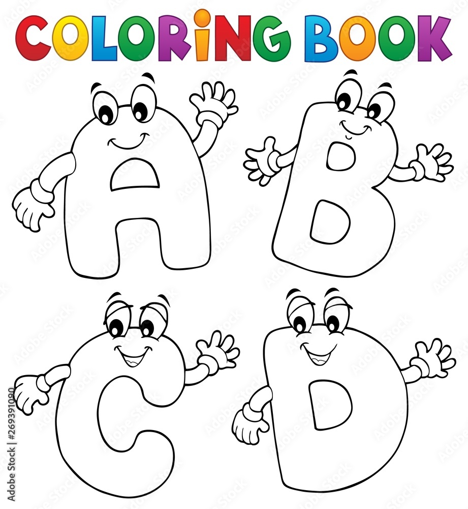 Coloring book cartoon ABCD letters 2 Stock Vector | Adobe Stock