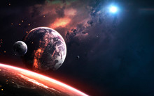 Realistic Planet Render, Deep Space Visualisation. Elements Of This Image Furnished By NASA