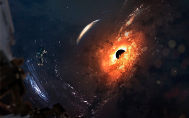 Wall Mural - First image of black hole. Wormhole in deep space. Messier 87. Elements of this image furnished by NASA