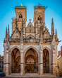 Huge panorama of the architecture of the Semur cathedral in Burgundy