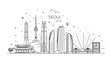 Seoul architecture line skyline illustration. Linear vector cityscape with famous landmarks