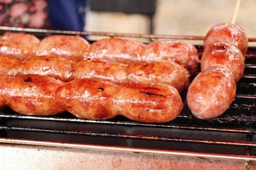 Poster - grilled sausage asia delicious at street food