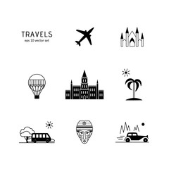 Poster - Travels - vector icons set.