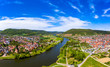 © David Brown - Aerial view, view of Kleinheubach and Großheubach, Miltenberg am Main, Lower Franconia, Bavaria, Germany