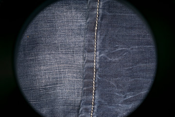 Wall Mural - Denim blue and grey fabric in black circle-frame.