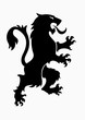 Heraldic rampant lion black silhouette. Tiger silhouette. Coat of arms. Heraldry logo design element