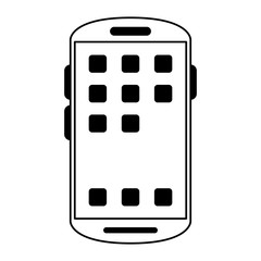 Sticker - Smartphone with applications menu symbol in black and white