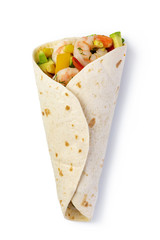 Wall Mural - burrito with vegetables and tortilla,