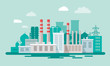 © is1003 - Stock vector illustration of an industrial zone with chemical factories, plants, ironworks, warehouses, enterprises in the flat style - Векторная графика