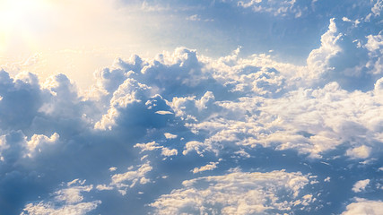 Wall Mural - Wonderful view of the sky and clouds with light of the sun from above.
