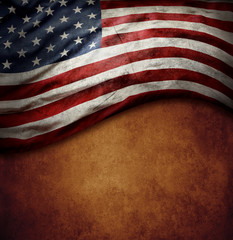 Wall Mural - American flag on brown