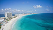 aerial view of a wonderful tropical exotic caribbean beach in Cancun, Mexico