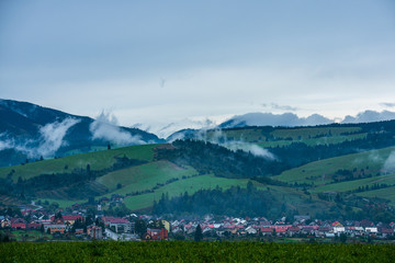 slovakia Tatra mountain tops in misty weather