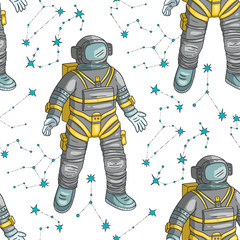 Wall Mural - astronaut vector seamless pattern.